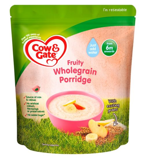 Cow & Gate Fruity Wholegrain Porridge Baby Cereal 6+ Months 125g