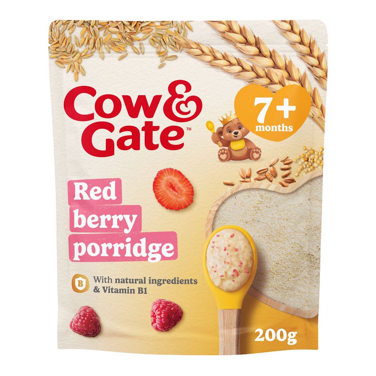 Cow And Gate Cow & Gate Red Berry Wholegrain Porridge Baby Food Cereal 7+ Months, 200G