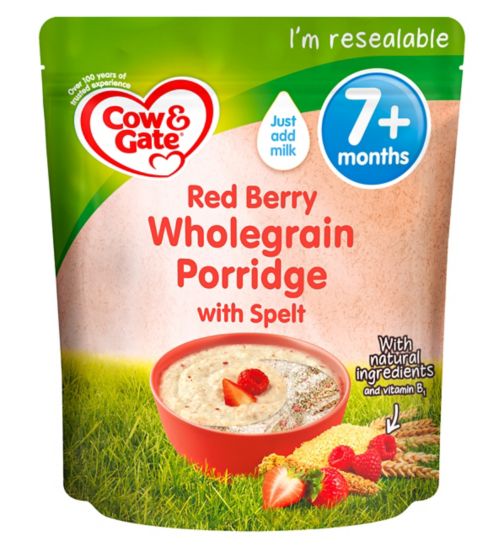 Cow & Gate Red Berry Wholegrain Porridge Baby Cereal 7+ Months 200g