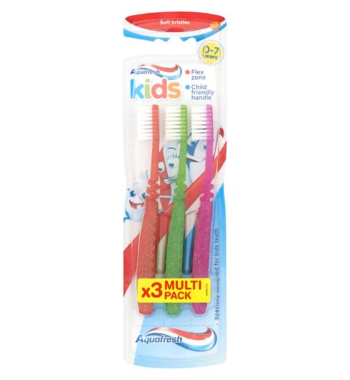 Aquafresh 3 Soft Bristles Toothbrush Multipack for Kids 0-7 Years