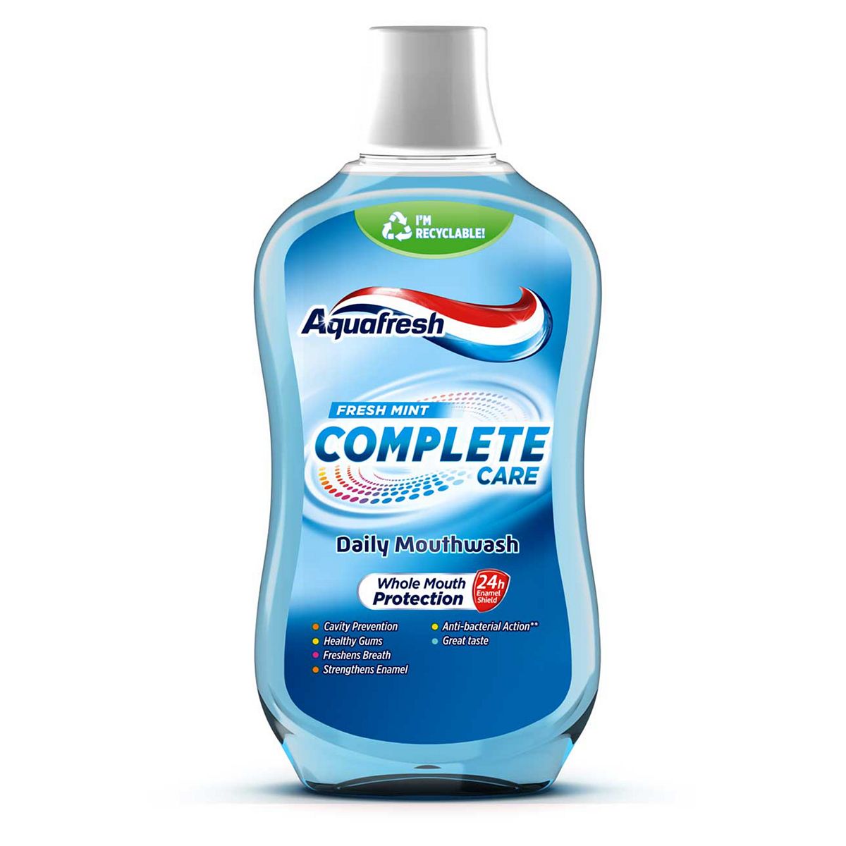 Aquafresh Mouthwash Complete Care Fresh Mint Alcohol-Free 500 Ml, 500Ml