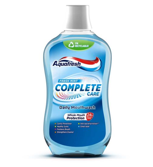 Aquafresh Mouthwash, Complete Care, Fresh Mint, Alcohol-free, 500 ml