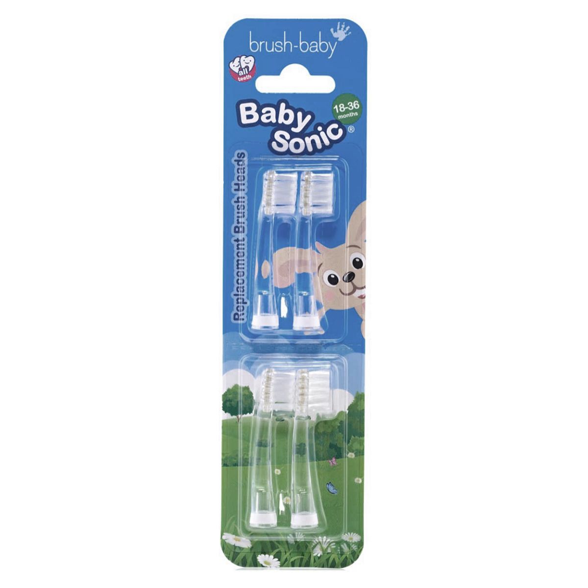 Brush Baby Brush-Baby Baby Sonic Replacement Heads 18-36M 4 Pack