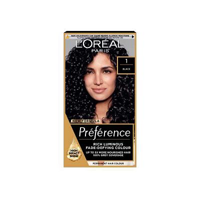 LOral Paris Preference Permanent Hair Dye, Luminous Colour, Black 1