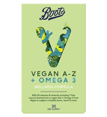 Boots Vegan A Z Omega 3 Wellness Formula 30 Tablets 30 Capsules