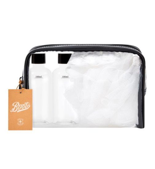 Boots Travel Set with Clear Cosmetic Bag