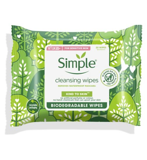 Simple Kind to Skin Cleansing Wipes Biodegradable 20 PC