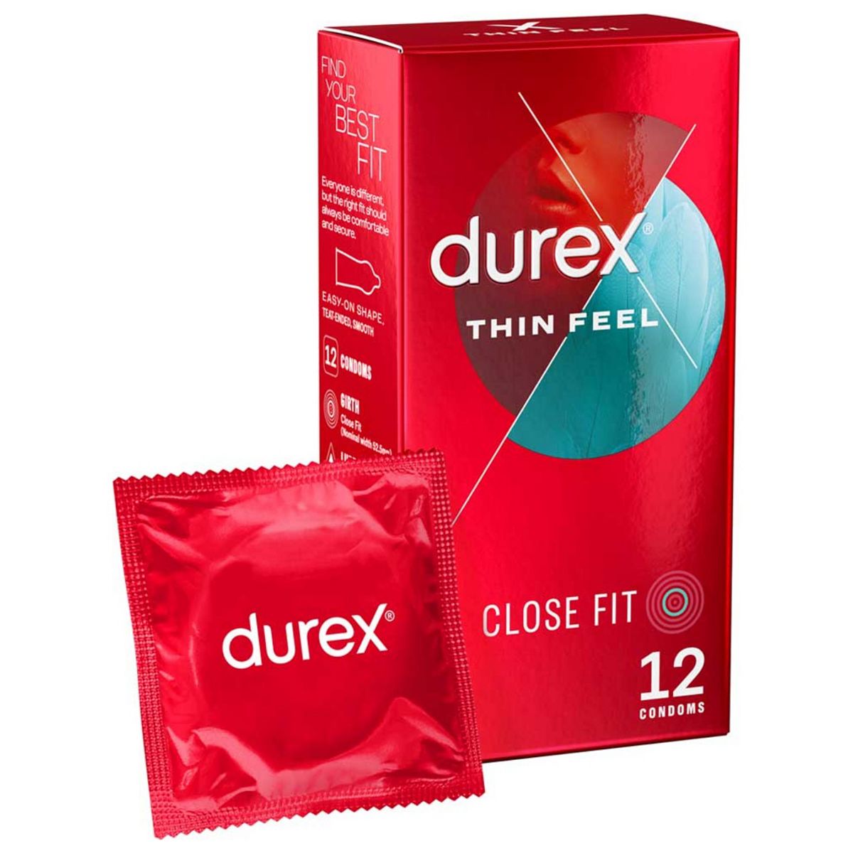 Durex Thin Feel Condoms Enhanced Sensitivity - Close Fit -12 Pack