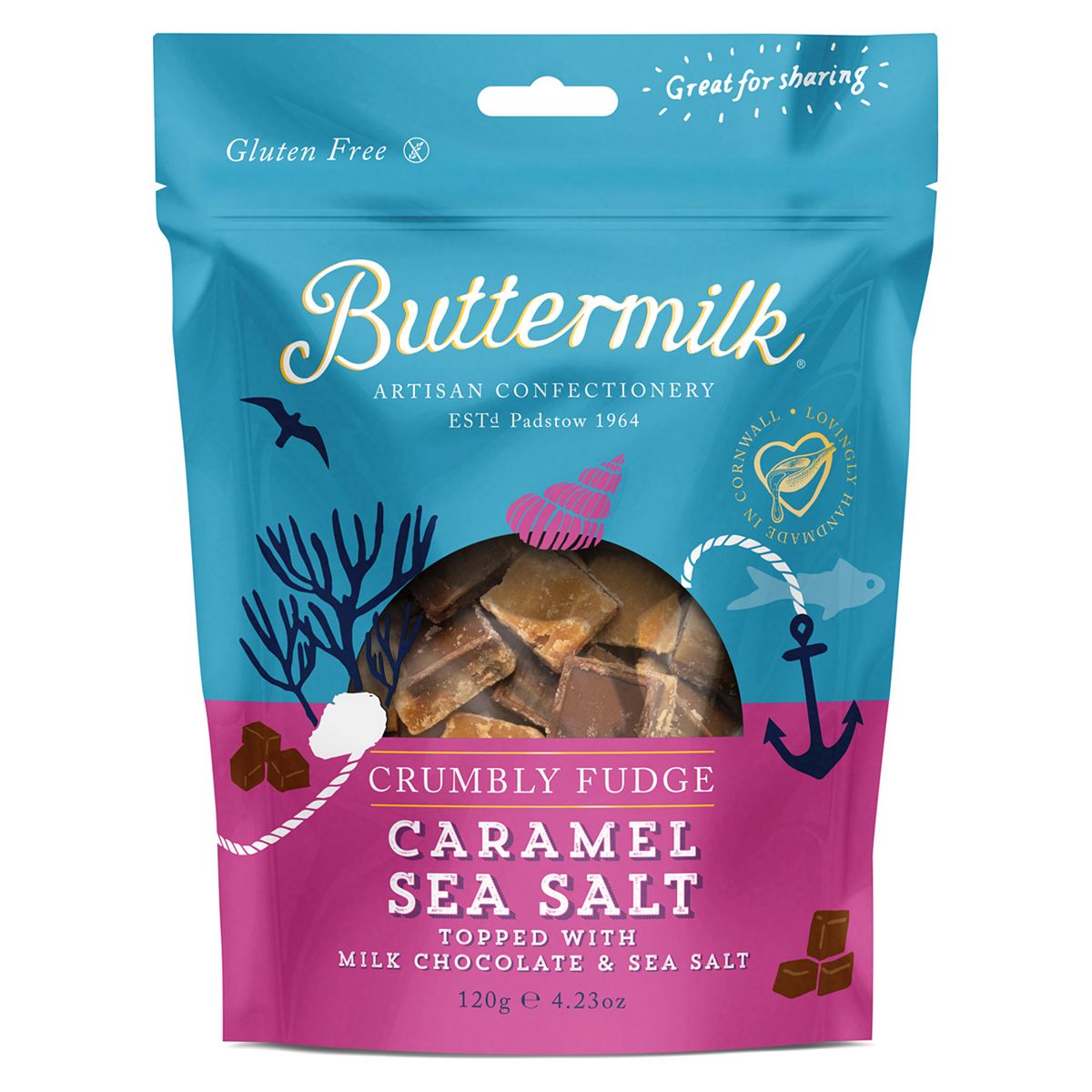 Creme 'Dor Buttermilk Posh Pouch, Milk Coated Caramel Sea Salt Fudge 120G