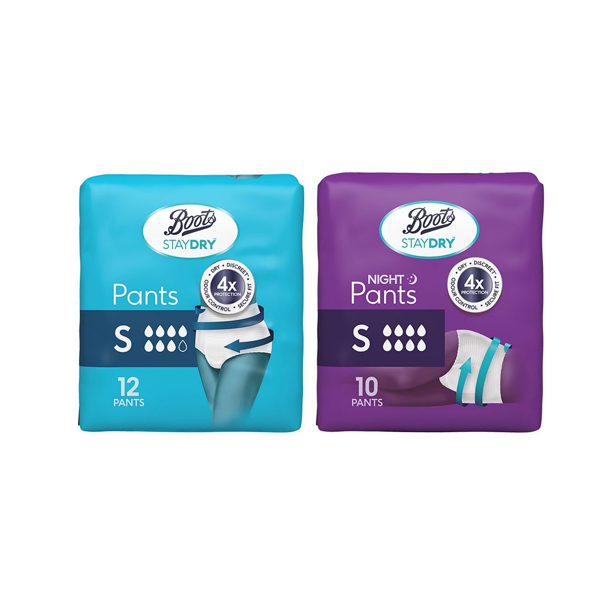Staydry Boots Day & Night Pants Duo Pack - Small (22 Pants)