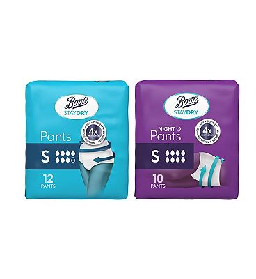 Boots Staydry Day & Night Pants Duo Pack - Small (22 pants)