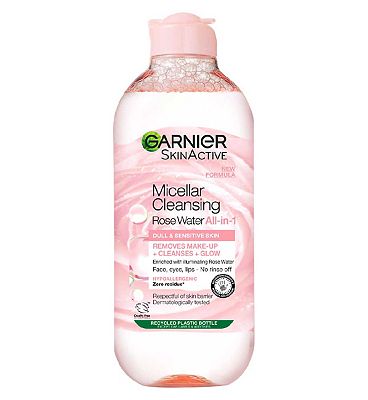 Garnier Micellar Rose Water Facial Cleanser For Dull Skin 400ml, Cleanse & Glow