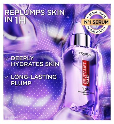 L'Oreal Paris Revitalift Filler Hyaluronic Acid Anti-Wrinkle Serum, 1.5% Pure Concentrated Micro-Epidermic Hyaluronic Acid, 30ml (6)