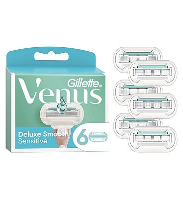 venus deluxe smooth sensitive razor blades, 6 pack