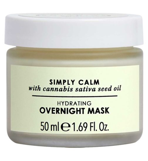 Botanics Simply Calm Hydrating Overnight Face Mask With Cannabis Sativa Seed (Hemp) Oil  50ml