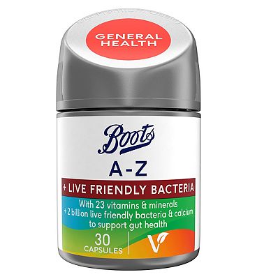 Boots A-Z Multivitamin + Live Friendly Bacteria 30 Capsules