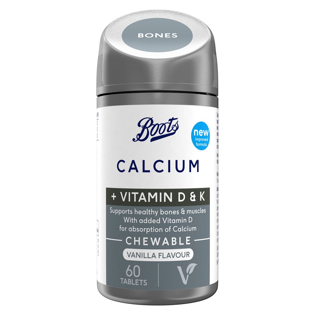   Calcium + Vitamins D & K Chewable, 60 Tablets (1 Month Supply)
