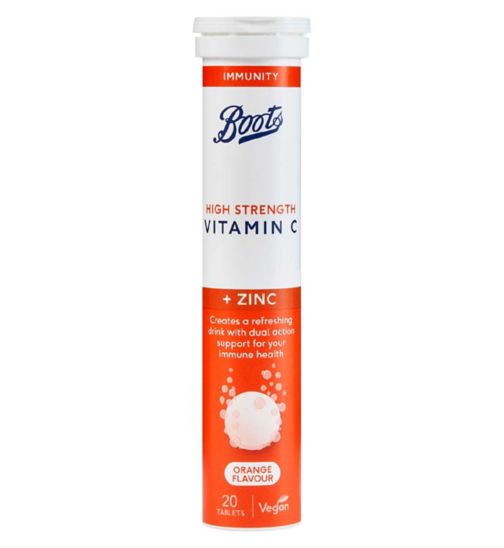 Boots High Strength Vitamin C & Zinc 20 Orange Flavour Effervescent Tablets