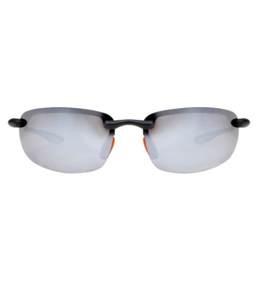 Boots Mens Polarised Sunglasses - Matt Black and Orange Frame