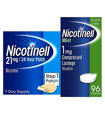 Nicotinell Mint Lozenge 1 mg 96 Pieces & Step 1 21 mg Patch Bundle