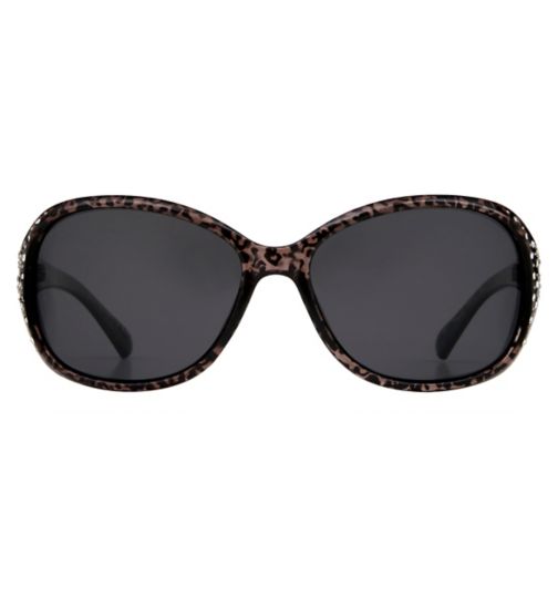 Boots Ladies Polarised Sunglasses - Crystal and Black Animal Print frame