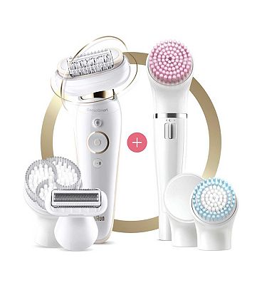 Braun Silk-Épil 9 Flex 9-100 Beauty Set - Epilator, Flexible Head, Easier Hair Removal, White/gold