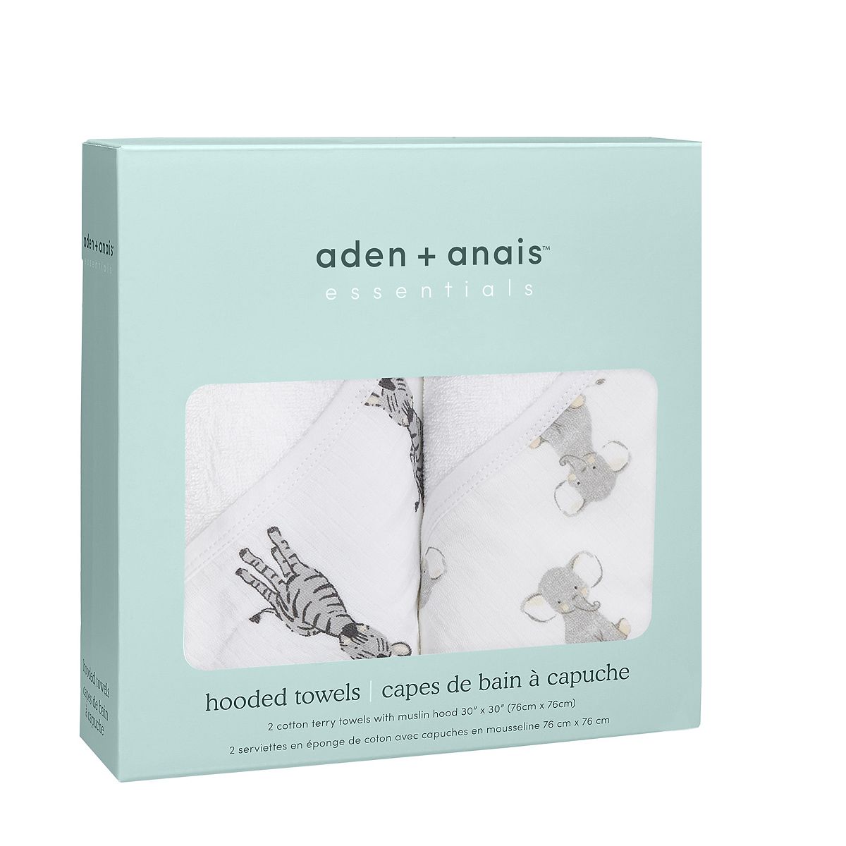 Aden And Anais Aden + Anais Essentials Hooded Towel 2-Pack Safari Babes