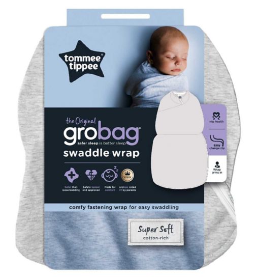 Tommee Tippee Baby Sleep Bag - The Original Grobag Easy Swaddle for Newborn - Grey Marl
