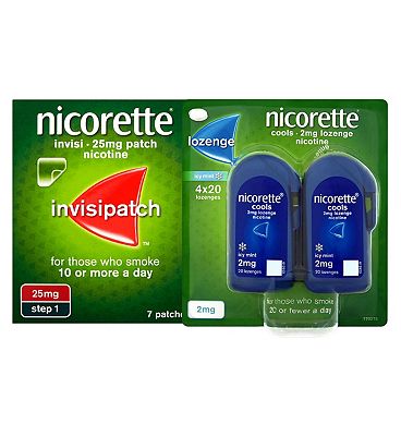 Nicorette Starter Bundle: Nicorette Invisi 25mg Patch 7 and Cools 2mg Lozenge 4x20