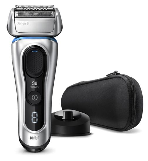 Braun Series 8 8350s Next Generation Electric Shaver, Charging Stand, Fabric Case, Silver