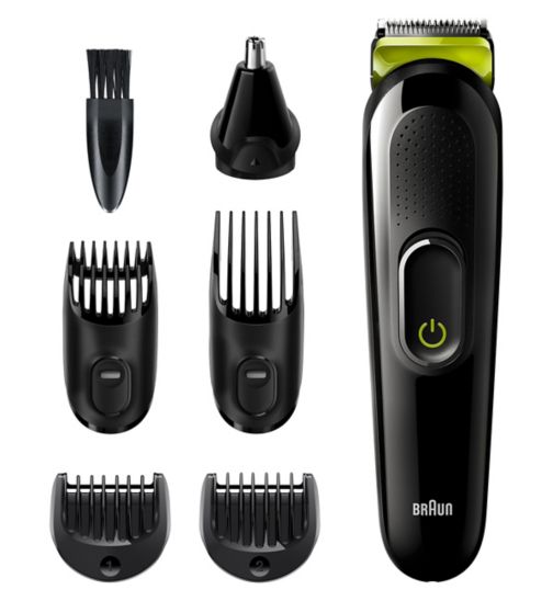 Braun 6-in-1 Beard & Hair Trimmer - Black/Volt Green MGK3221 with 5 attachments
