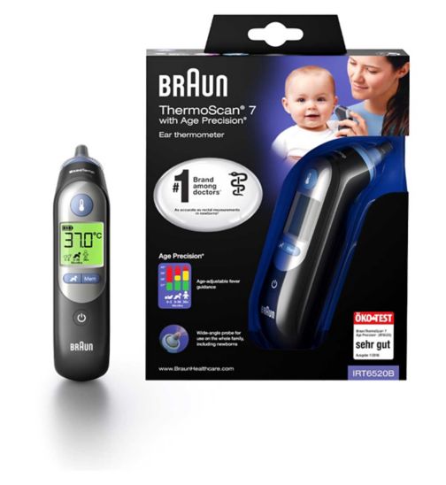 Braun ThermoScan 7 Ear Thermometer with Age Precision, IRT6520 Black