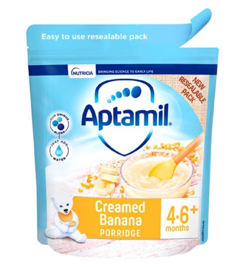 Aptamil Creamed Banana Porridge Baby Cereal 4-6+ Months 125g
