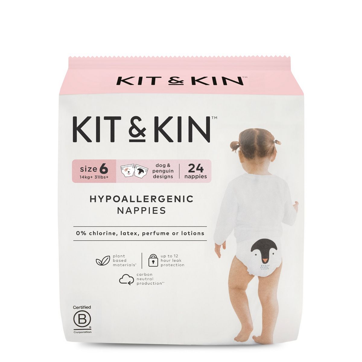 Kit & Kin Size 6 Hypoallergenic Nappies 24 Pack