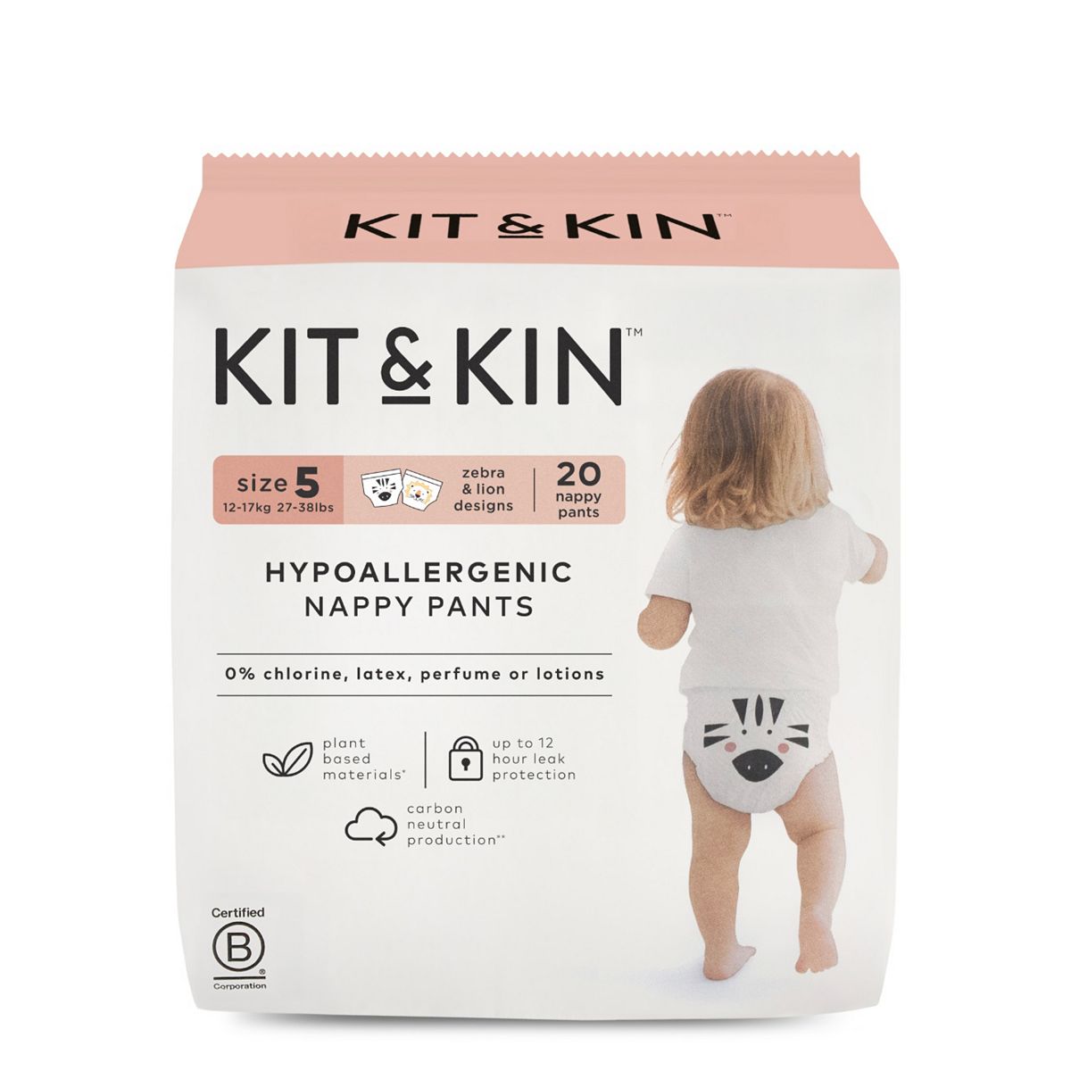 Kit & Kin Size 5 Hypoallergenic Nappy Pants 20 Pack