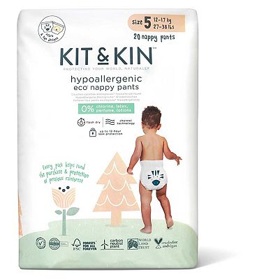 Kit & Kin Size 5, 20 Eco Nappy Pants, 12-17kg