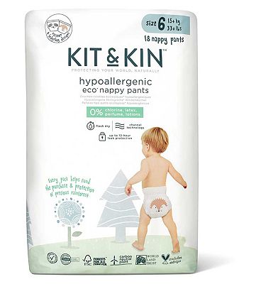 Kit & Kin Size 6, 18 Eco Nappy Pants, 15kg+