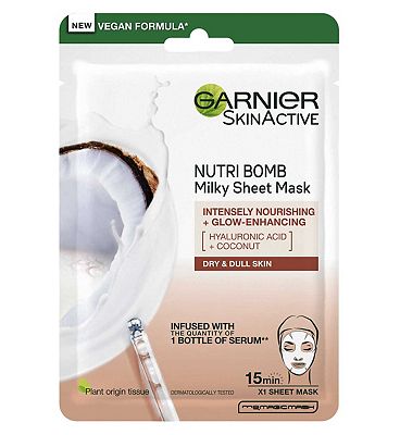 Garnier Nutri Bomb Milky Sheet Mask, Coconut and Hyaluronic Acid 28g