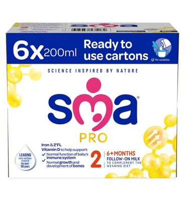SMA Pro Follow-On Milk 6 Mth+ Ready To Feed Multipack 6 X 200ml