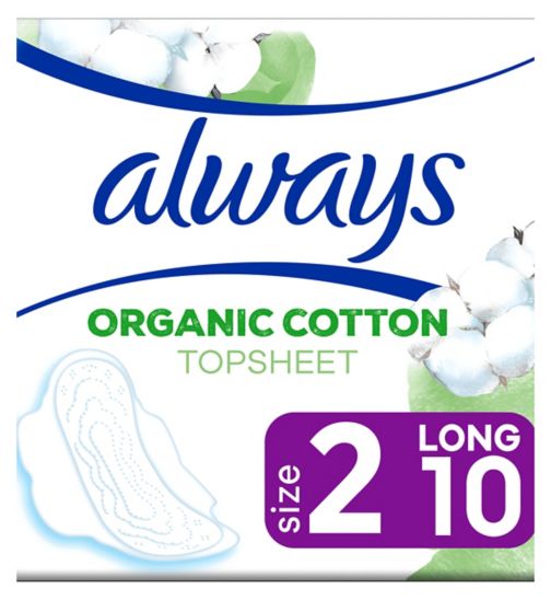 Always Organic Cotton Protection Ultra Long (Size 2)  Sanitary Towels Wings 10 Pads