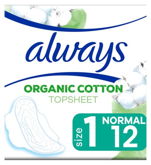 Always Organic Cotton Protection Ultra Normal (Size 1) Sanitary Towels Wings 12 Pads