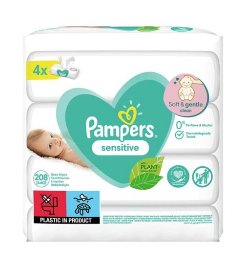 Pampers Sensitive Baby Wipes 4 Packs = 208 Wipes
