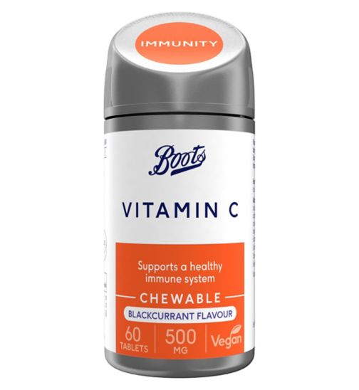 Boots Chewable Vitamin C Blackcurrant 60 Tablets