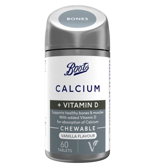 Boots Chewable Calcium + Vitamin D Vanilla 60 Tablets
