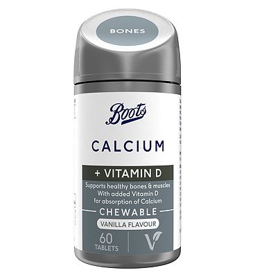 Boots Chewable Calcium + Vitamin D Vanilla 60 Tablets