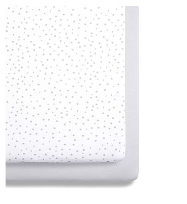 Snuz 2 Pack Crib Fitted Sheets - Grey Spot