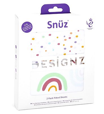 Snuz 2 Pack Crib Fitted Sheets - Rainbow