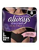 Always Discreet Boutique Underwear Incontinence Pants Plus Large Black x8