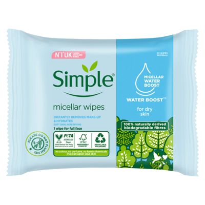 Simple Kind to Skin Micellar Biodegradable Cleansing Wipes 20 Wipes (2)
