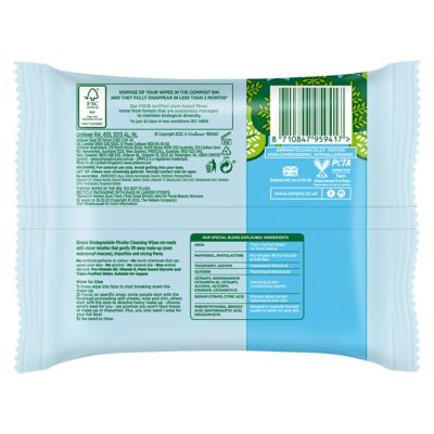 Simple Kind to Skin Micellar Biodegradable Cleansing Wipes 20 Wipes (3)